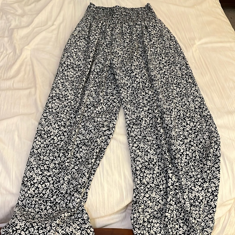 Blue Floral Dress Pants